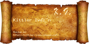 Kittler Iván névjegykártya